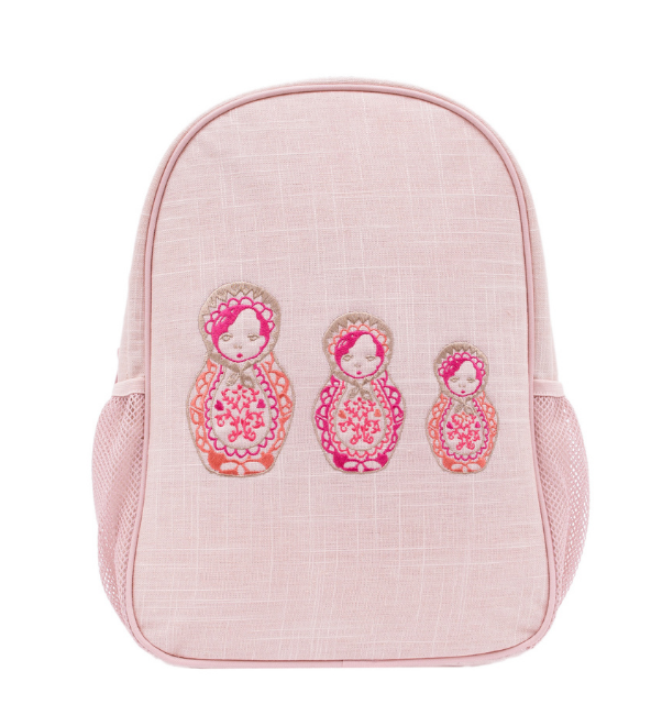 Pink Embroidered Dolls Toddler Backpack