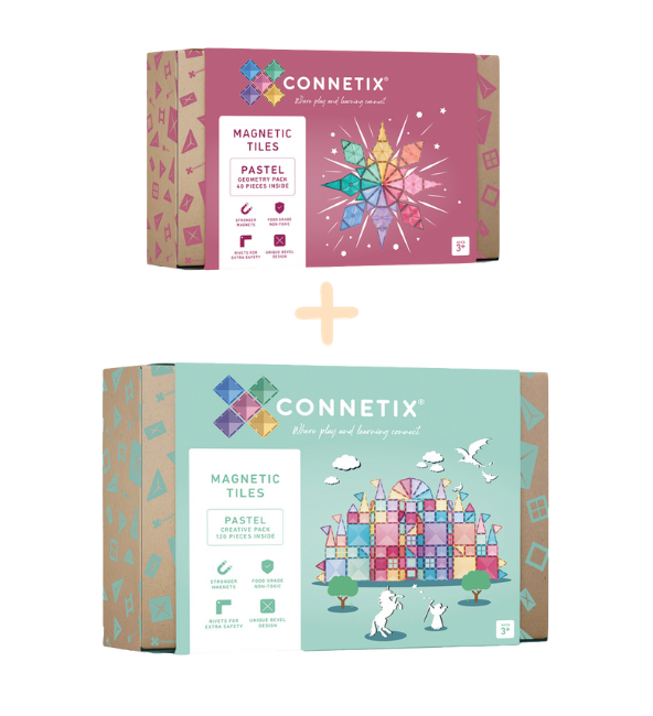 Connetix Tiles, 18 Piece Rainbow Rectangle Set Magnetic Tiles