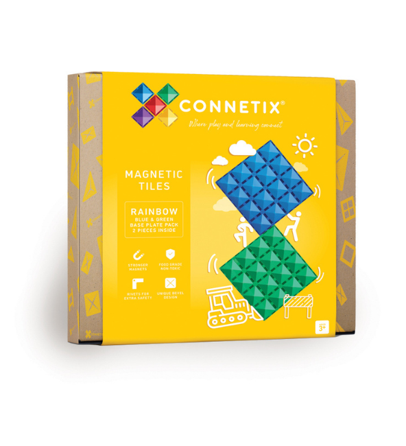 Connetix Tiles | 2 Piece Rainbow Base Plate Set