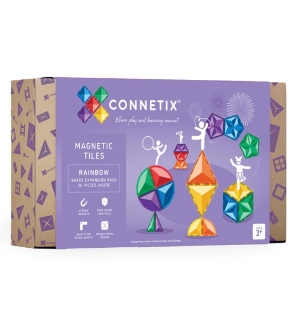 Connetix Tiles | 36 Piece Rainbow Shape Expansion Set