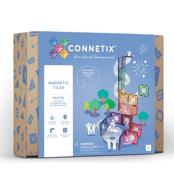 (Bundle Set) Connetix Tiles 80 pc Pastel Ball Run Expansion Pack + 106 Piece Pastel Ball Run Set